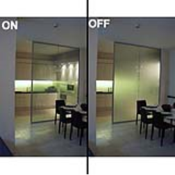 Liquid crystals between two sheets of glass can transform glass from transparent to opaque at the flick of a switch