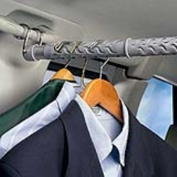 The no-skid surface on a car-clothes rack prevents clothing from sliding around