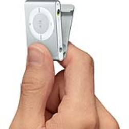 A small iPod shuffle with a clip function makes it easy to attach it to clothing