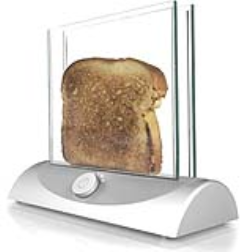 A transparent toaster allows you to see the bread while it is toasting