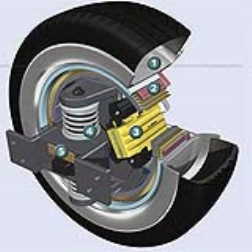 This tyre has an integrated drivetrain, steering, shock absorbers and brakes