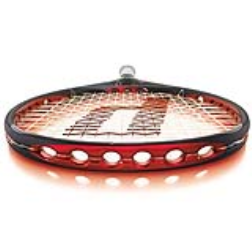 Adding holes to the top part of a tennis raquets frame, provides a much larger sweet spot