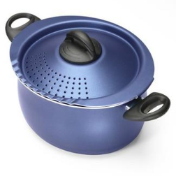 This pot lid has holes and a serrated edge, making it easier to pour the water off while keeping the lid on