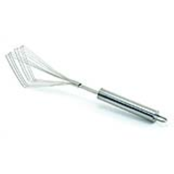 This triangular shaped whisk is designed to grab stuff from the bottom and corners of the bowl. The angled corners give it a better reach for corners of pots and bowls