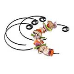 Skewers that have changed their linearity from straight to circular, have the benefit of fitting nicely onto a plate