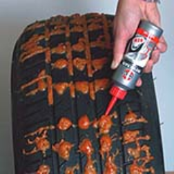 Snow Chain is a polymer liquid that you apply to your tires to simulate snow chains