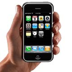Apples iPhone with a large multi-touch display and no other buttons