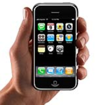 Apples iPhone with a large multi-touch display and no other buttons
