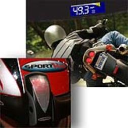 A bluetooth enabled device inside a helmet, shows information on a LED display inside the helmet