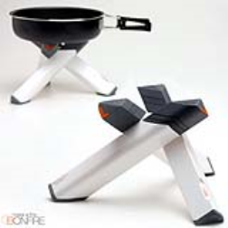 portable burner in the shape of firewood