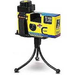 This miniature flexible tripod can be attached to disposable cameras