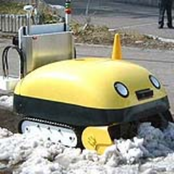 This self-guided robot "eats" snow and then turns it into hard blocks of ice