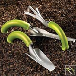Curved handles on garden tools make them more ergonomic