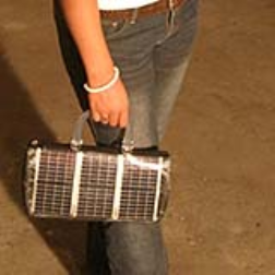 The power purse will recharge batteries and other electronic devices