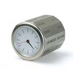 This clocks has 12 slides, each with the name of two major cities, representing the 24 global time zones