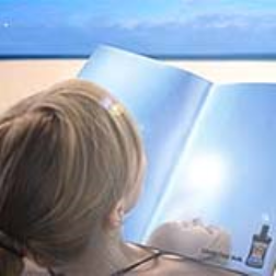This magazine has reflective pages that let you suntan while reading