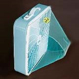 The mosquito bag connects to an electric fan and sucks mosquitoes into it