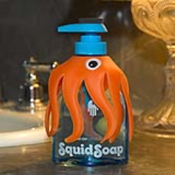 SquidSoap works by applying a small ink mark on a person's hand when they press the pump to dispense the soap