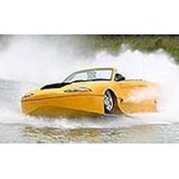 An amphibious car that cruises on water as easily as it does on the road