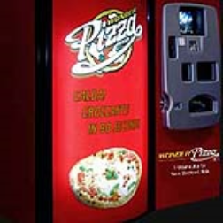 Vending machine with pizzas