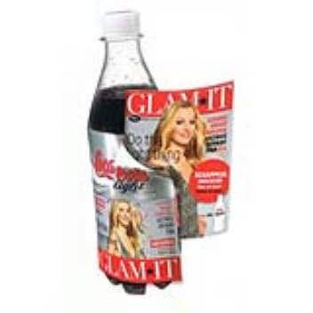 GLAM*IT magazine on a Coca-Cola bottle