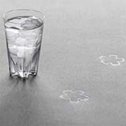 This glass leaves a pattern on the table