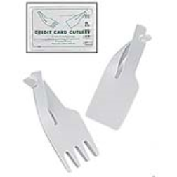 A business card with punch out cutlery