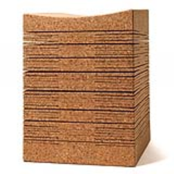 The central column of the stool, located directly under the spine of the user, is flexible, solid cork while the rest is perforated