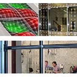Piezoelectric material attached to a window counteracts the vibration by generating an oscillation at the same pitch