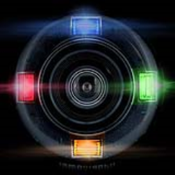 Ring flash with four individual coloured flash bulbs