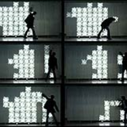An interactive wall which responds to the proximity of people