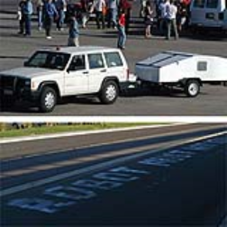 A huge dot-matrix printer for printing on the ground