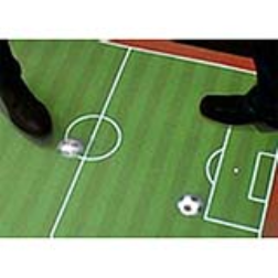 A 3D football game which is projected on the floor