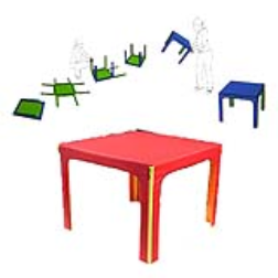 A table with zipper legs which can be folded flat