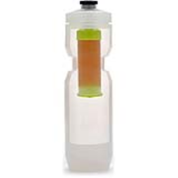 Bottle which combines a water reservoir and a energy gel reservoir