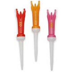 Golf tee with 4 rounded pins for less friction