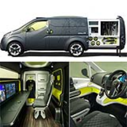 A van which has a roll out back