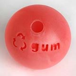 A street side bin made from recycled bubble gum