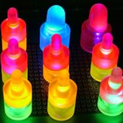 A solid state lighting source that re-emits the light in the color of your choice