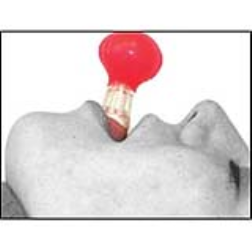 A device which pulls the tongue off the back of the throat