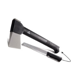 An axe which holds a saw in its handle