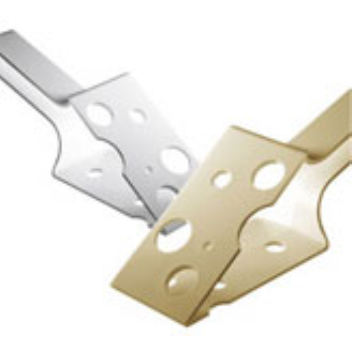 The wedge shaped cutter lets you serve a perfectly cut piece of cake