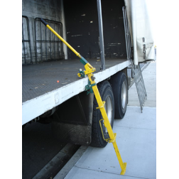 A clip-on fold-away step system for flat top semi trailers and trucks
