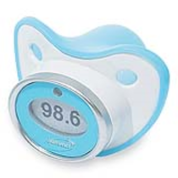 A thermometer disguised as a pacifier makes measuring the temperature easier