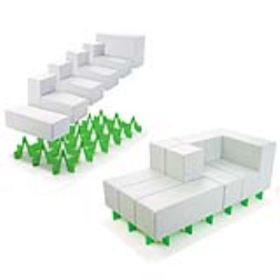 This modular seating system comprised of bar and l-shaped components, can be modified to the user needs