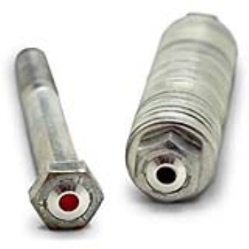 This bolt has a simple indicator inside the head that changes colour when it is tightened
