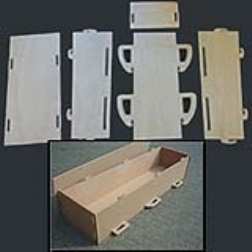 This low-cost coffin is easy to assembly; the parts just click together