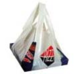 plastic bag with cutouts to allow upright carrying of boxes