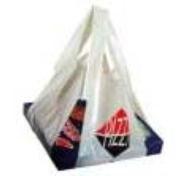 plastic bag with cutouts to allow upright carrying of boxes