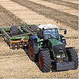 The AUTO-GUIDE Satellite Navigation System is a steer-assist feature that automatically guides the agriculture vehicle along a path established by GPS